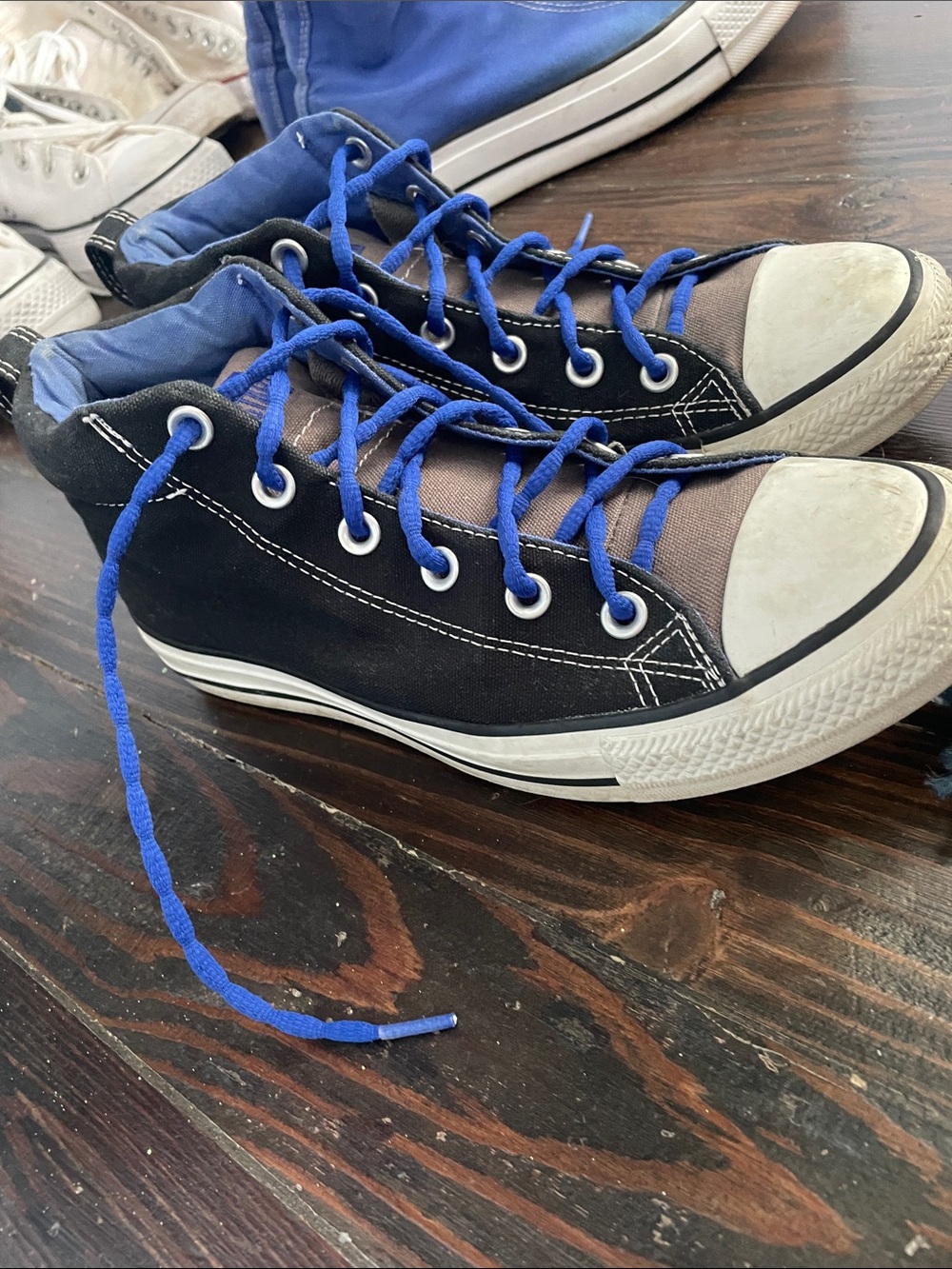 Converse Street Mid Black and Blue Shoes